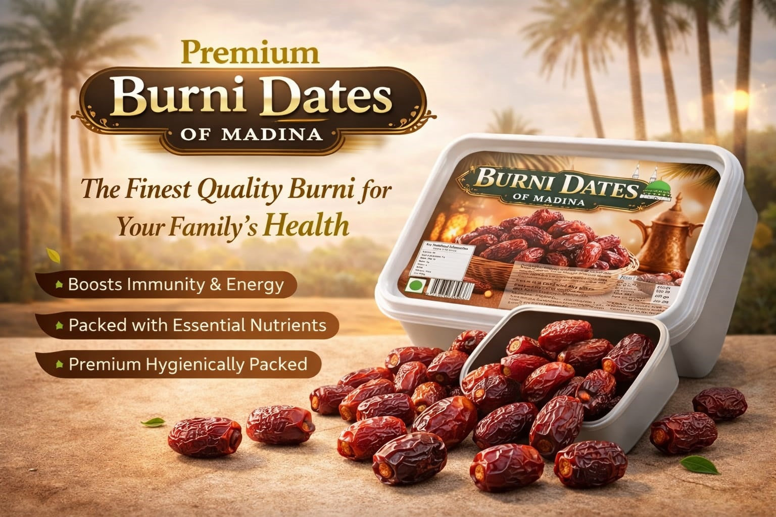 Authentic Burni Dates of Madina – Naturally Sweet & Nutritious