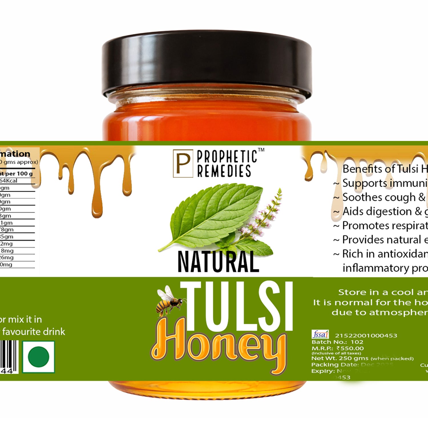 Tulsi Honey – Genuine Bee-Sourced Honey from Tulsi Flowers Prophetic Remedies .